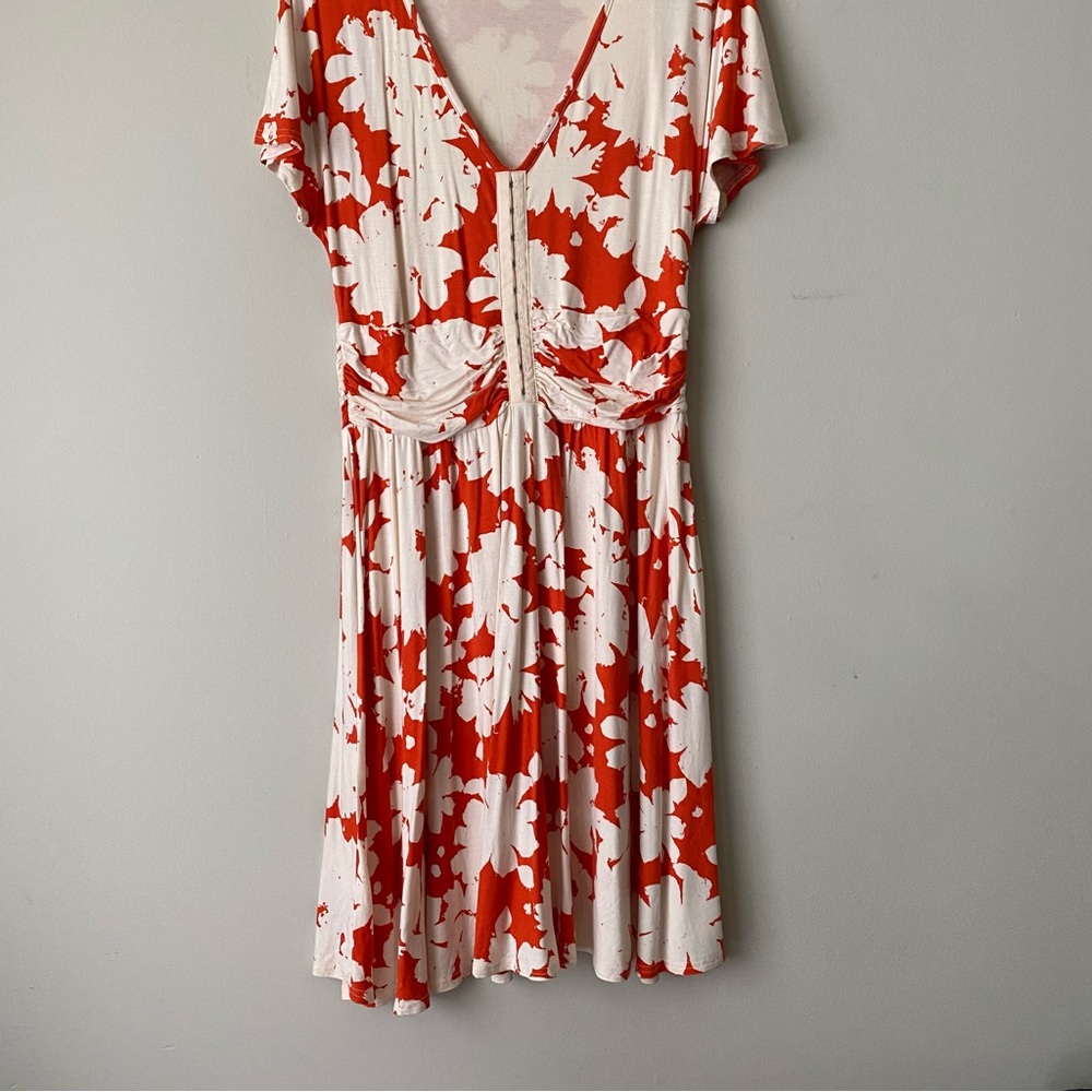 Maeve Anthropologie Stretchy Summer Breeze Dress Orange Floral Size Large - Picture 5 of 12